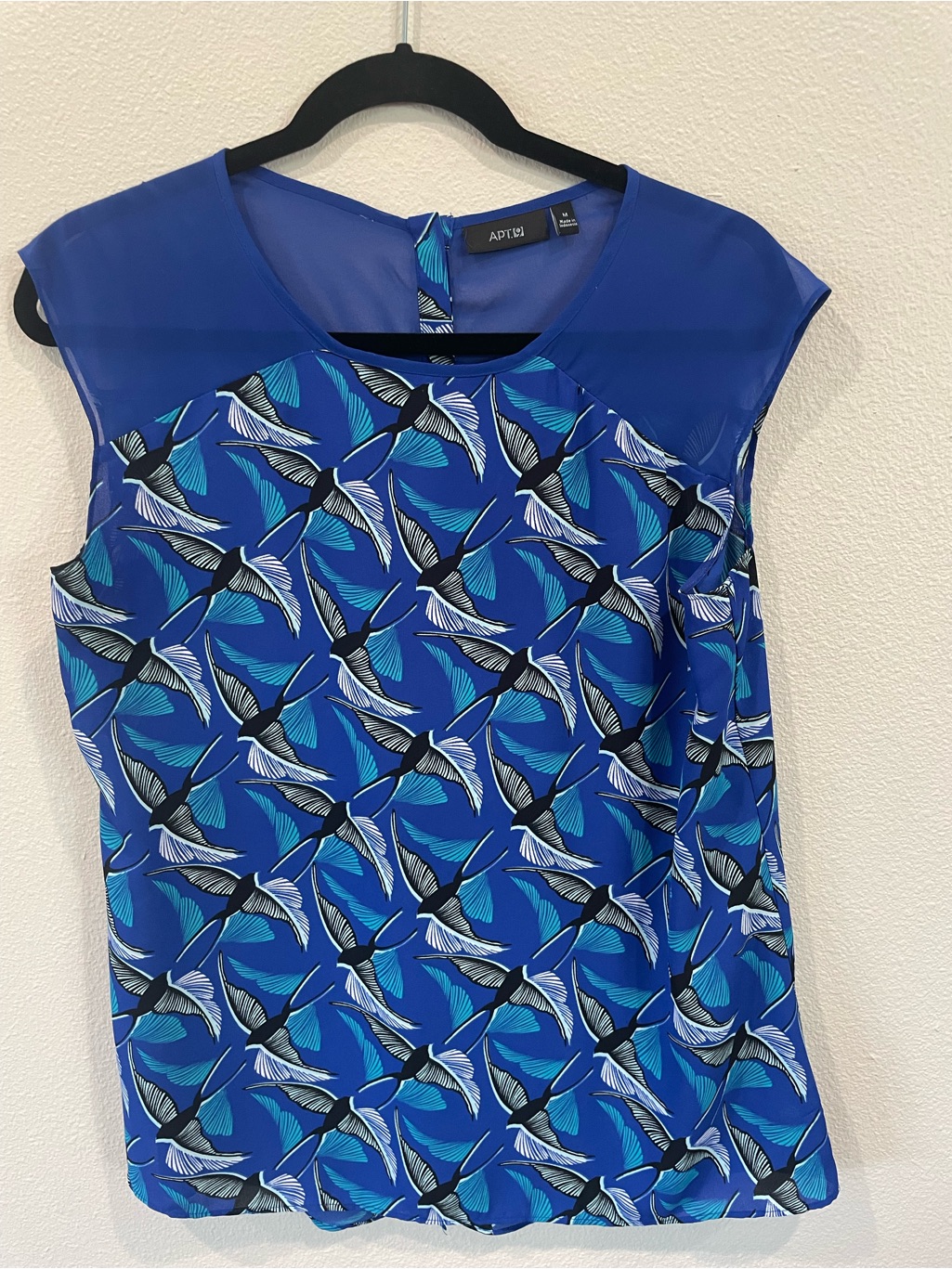 Apt. 9 Blue Bird Print Cap-Sleeve Blouse